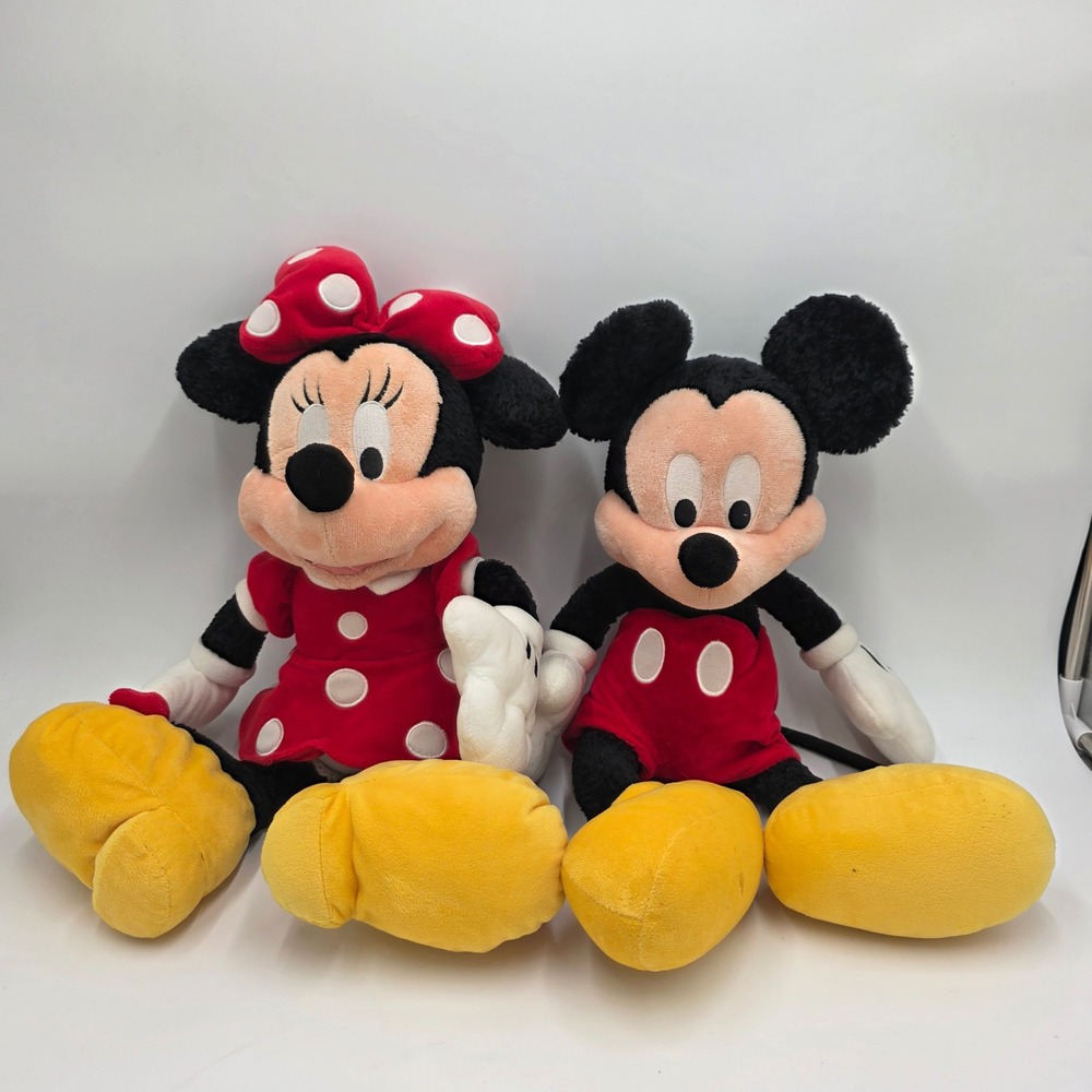 Walt Disney World Mickey Minnie Mouse Plush Set 18 Inch Red Polka Dot Dress Toy